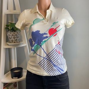 LeTiger women’s polo shirt. Vintage summer detail flamingos size Small